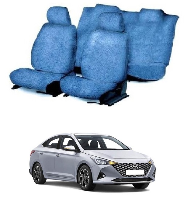Cotton Car Seat Cover For Hyundai Verna (Blue)