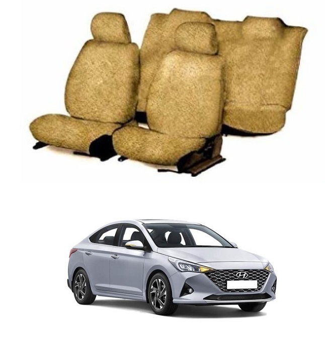 Cotton Car Seat Cover For Hyundai Verna (Beige)
