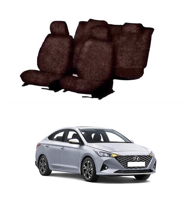 Cotton Car Seat Cover For Hyundai Verna (Coffee)