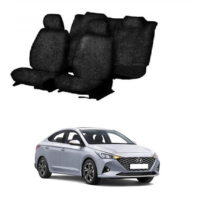 Cotton Car Seat Cover For Hyundai Verna (Black)