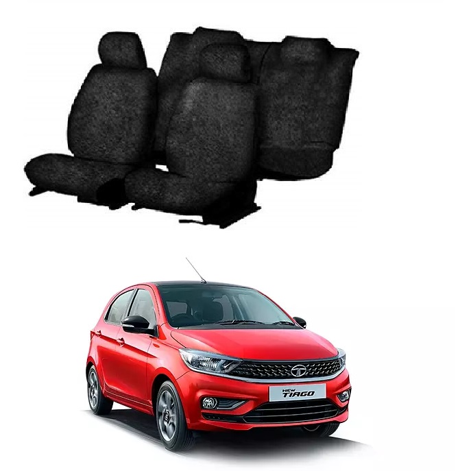 Cotton Car Seat Cover For Tata Tiago (Black)