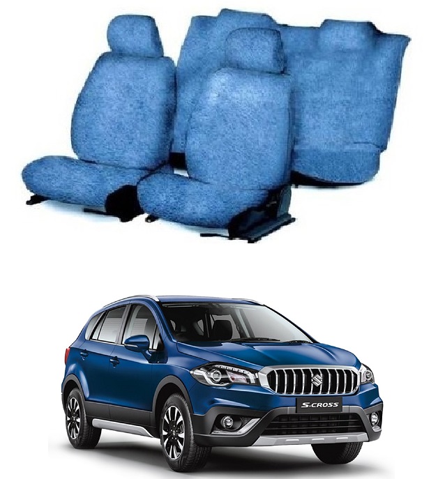 Cotton Car Seat Cover For Maruti Suzuki S-Cross (Blue)