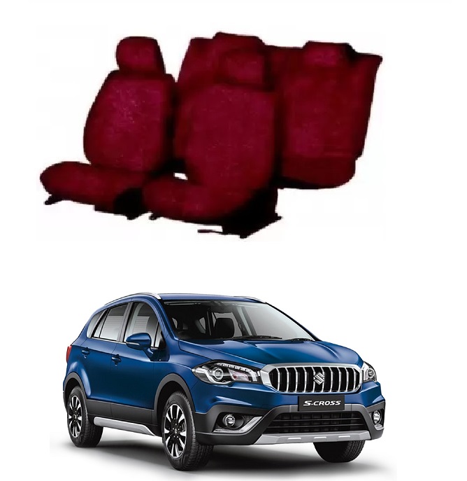 Cotton Car Seat Cover For Maruti Suzuki S-Cross (Maroon)