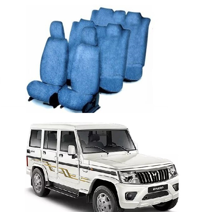 Blue Cotton Car Seat Cover For Mahindra Bolero (7-Seater)