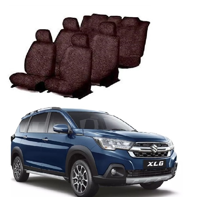 Coffee Cotton Towel Car Seat Cover For Maruti Suzuki XL6