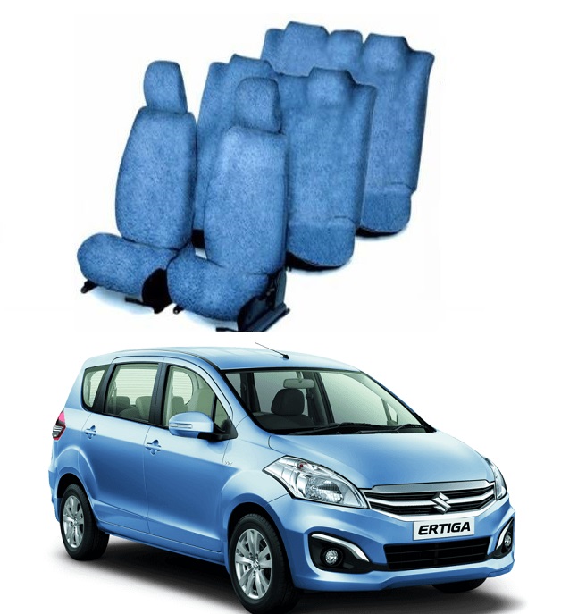 Blue Cotton Car Seat Cover For Maruti Ertiga (7-Seater)