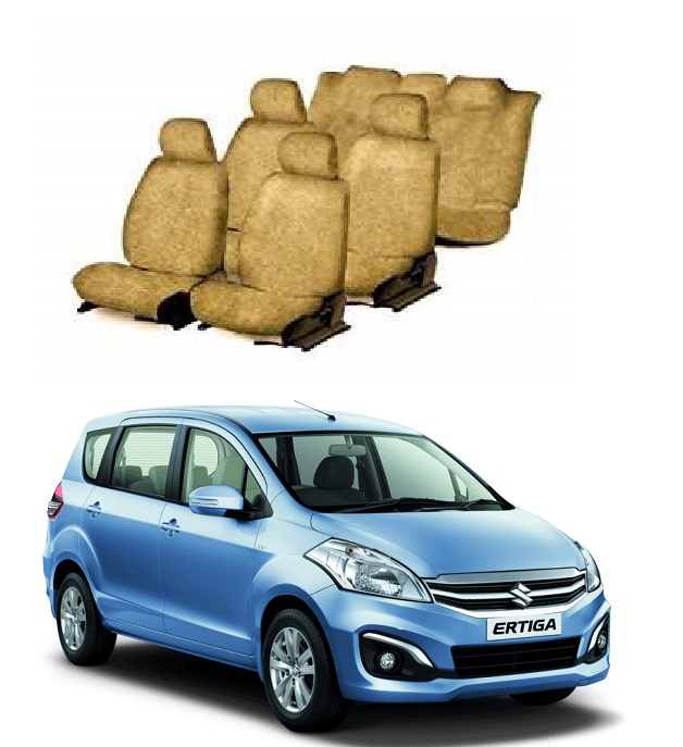 Beige Cotton Car Seat Cover For Maruti Ertiga (7-Seater)