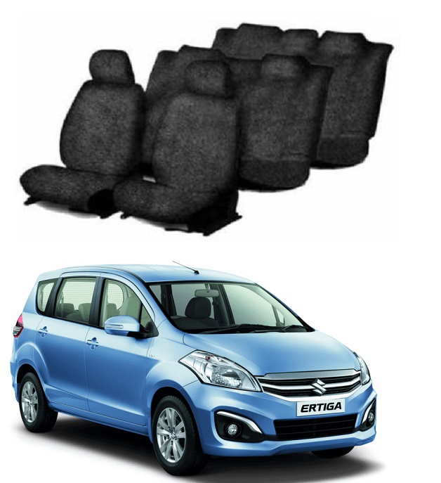 Black Cotton Car Seat Cover For Maruti Ertiga (7-Seater)
