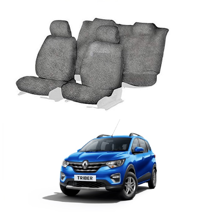 Cotton Car Seat Cover For Renault Triber (Grey)