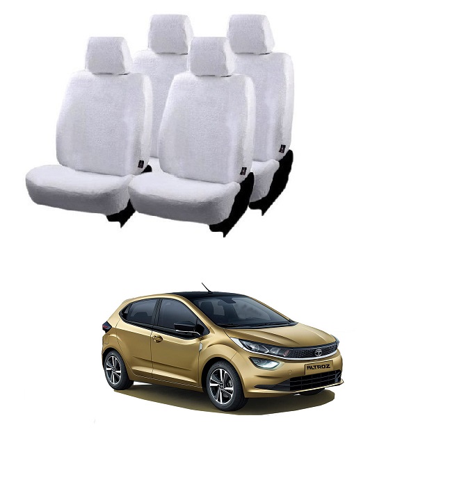 Cotton Car Seat Cover For Tata Altroz (White)
