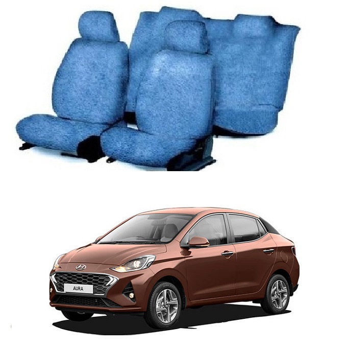 Cotton Car Seat Cover For Hyundai Aura (Blue)