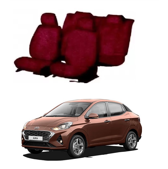Cotton Car Seat Cover For Hyundai Aura (Maroon)