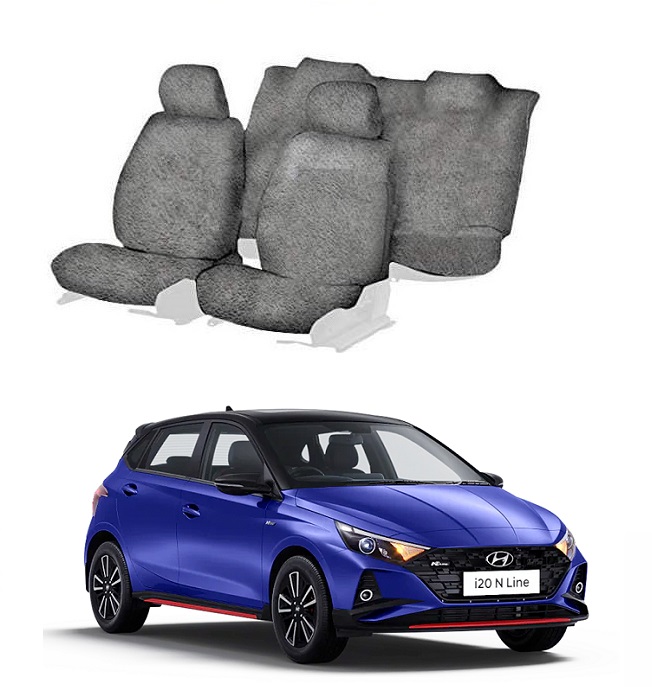 Cotton Towel Car Seat Cover For Hyundai I-20 N Line (Grey)