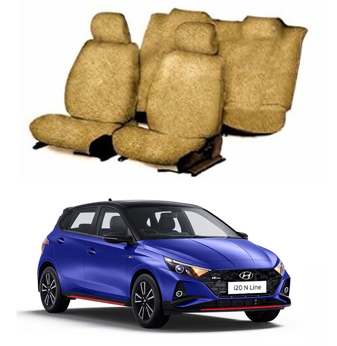 Cotton Towel Car Seat Cover For Hyundai I-20 N Line (Beige)