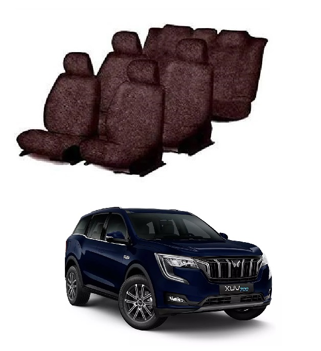 Cotton Towel Car Seat Cover For Mahindra XUV-700 (Coffee)