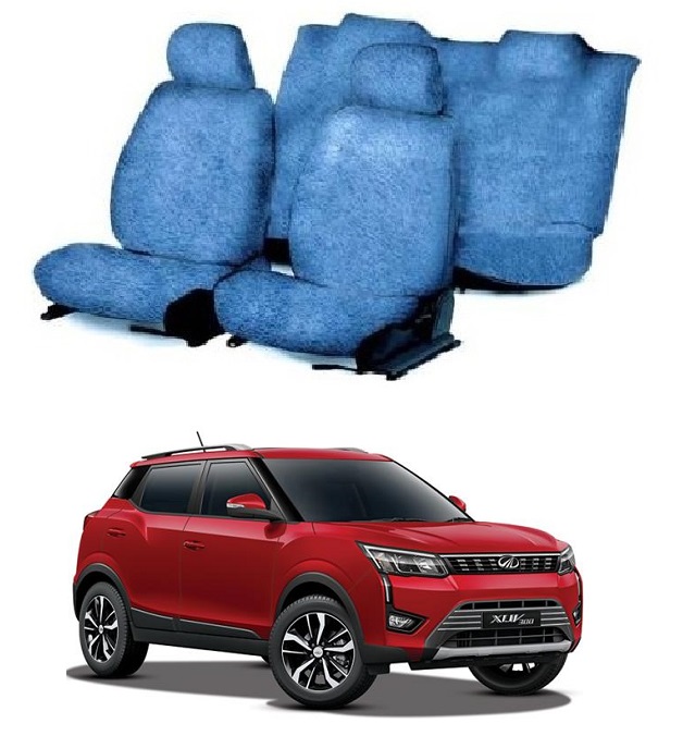 Cotton Towel Car Seat Cover For Mahindra XUV-300 (Blue)