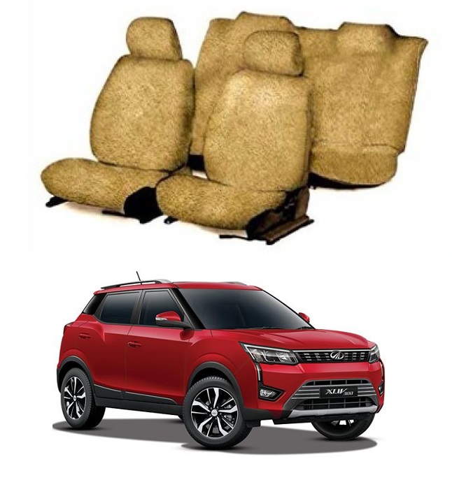 Cotton Towel Car Seat Cover For Mahindra XUV-300 (Beige)