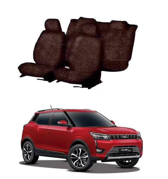 Cotton Towel Car Seat Cover For Mahindra XUV-300 (Coffee)