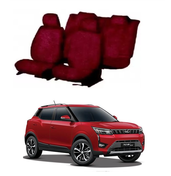 Cotton Towel Car Seat Cover For Mahindra XUV-300 (Maroon)