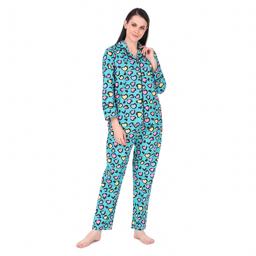 Cotton heart Printed Night Suit for Women's