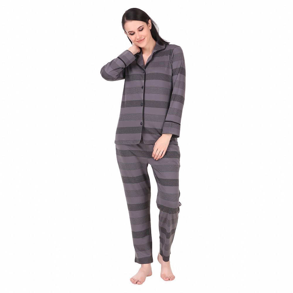 Cotton strip Printed Night Suit for Women's