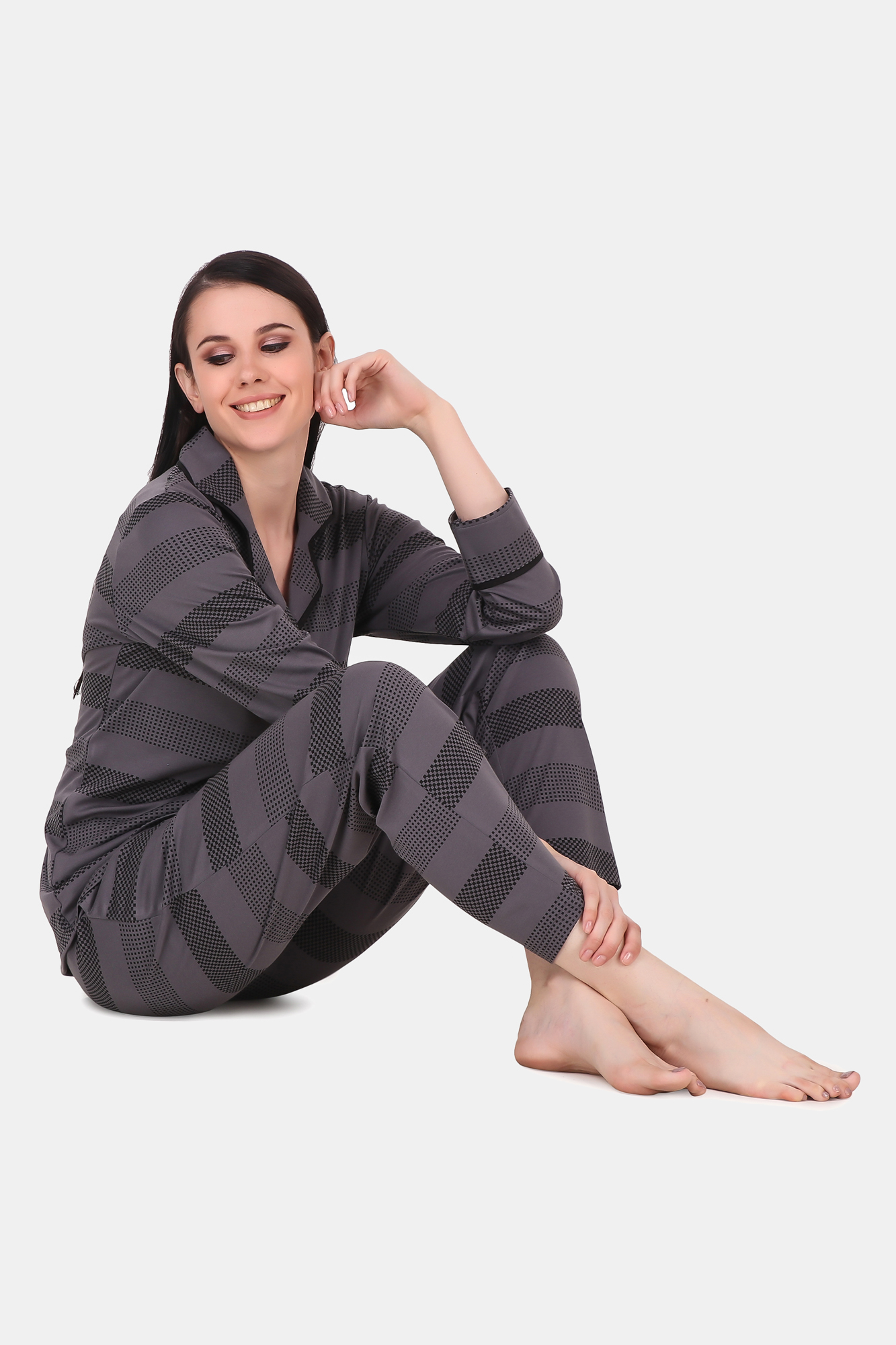 Cotton strip Printed Night Suit for Women's