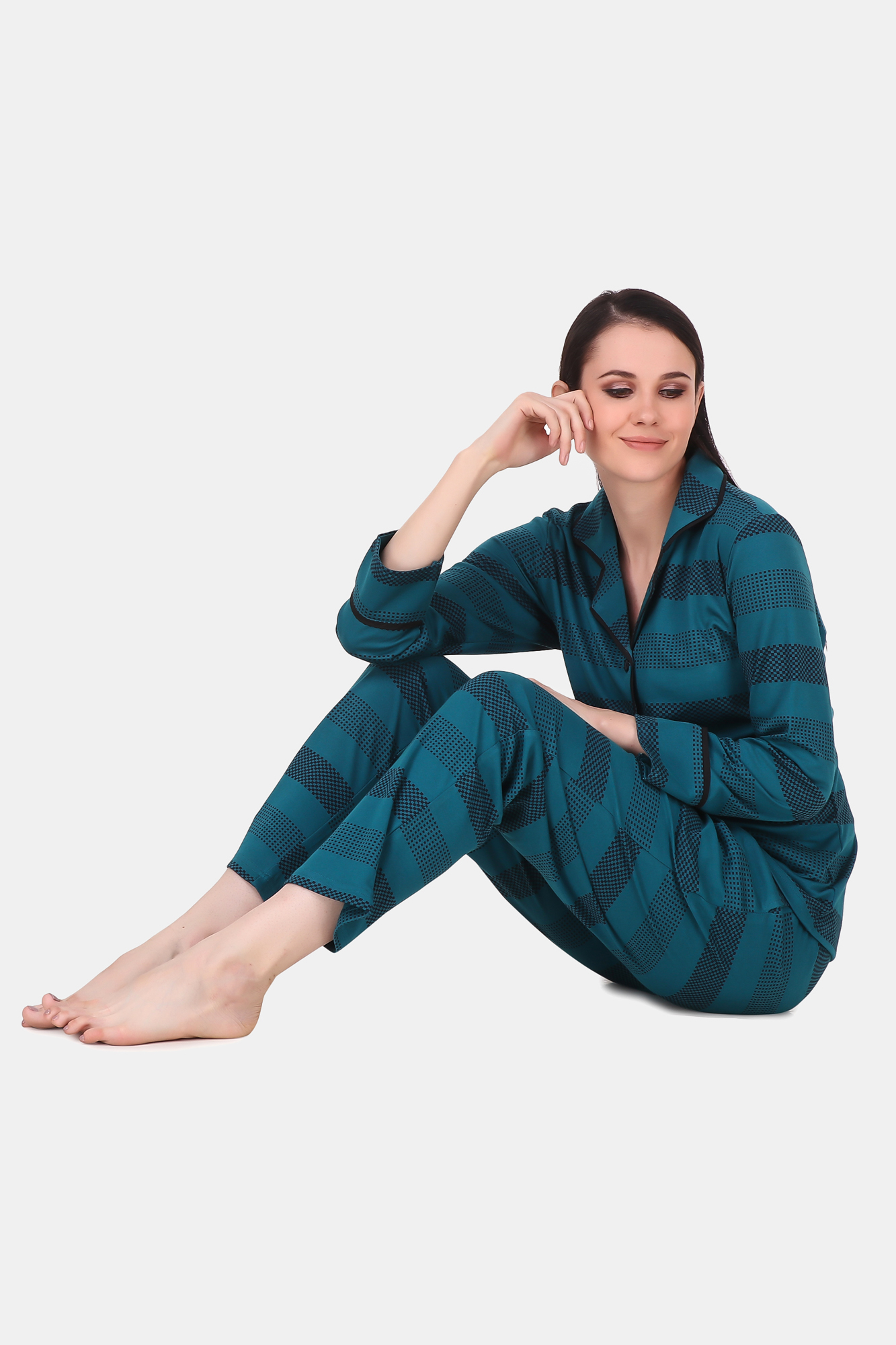 Cotton stripped Printed Night Suit for Women's