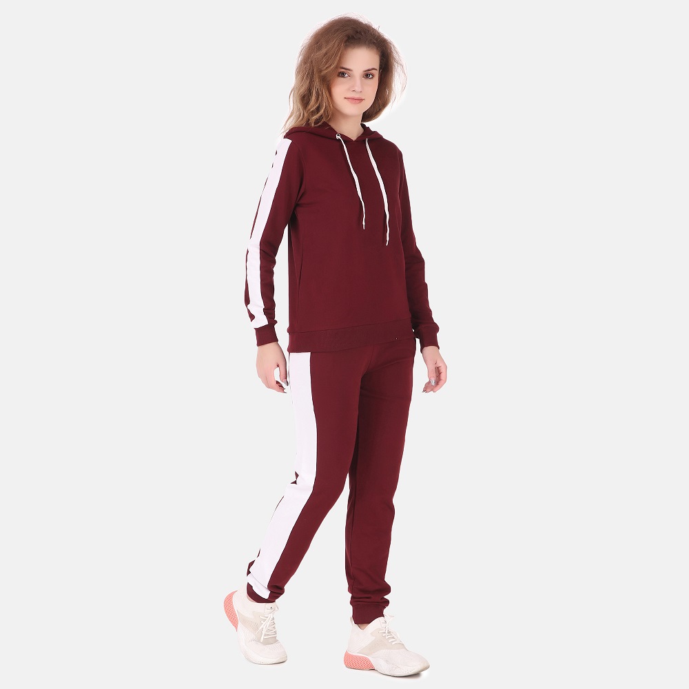 Maroon with Strip track suit for Women's / Girls