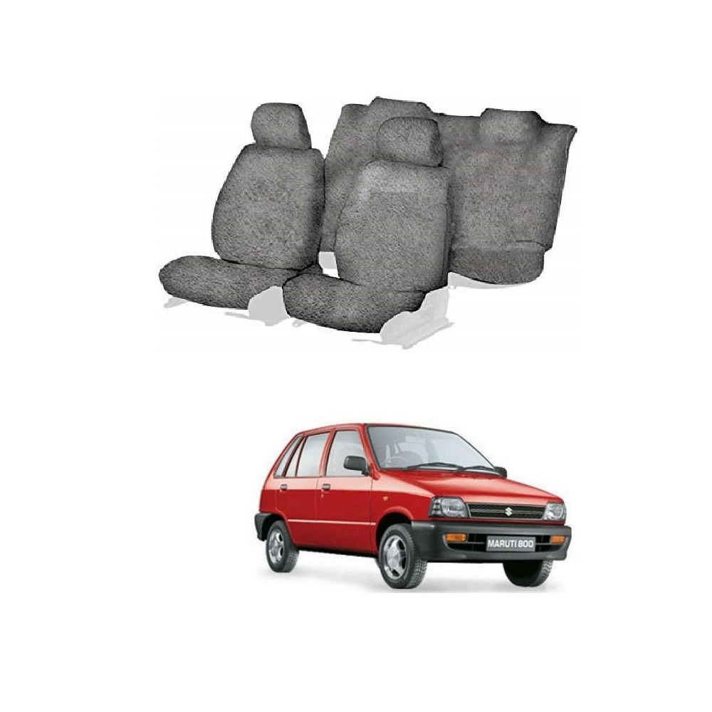 Cotton Towel Car Seat Cover for Maruti Suzuki 800 (Grey)