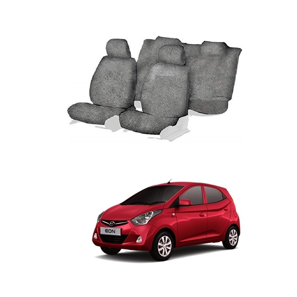 Cotton Towel Car Seat Cover For Hyundai Eon (Grey)