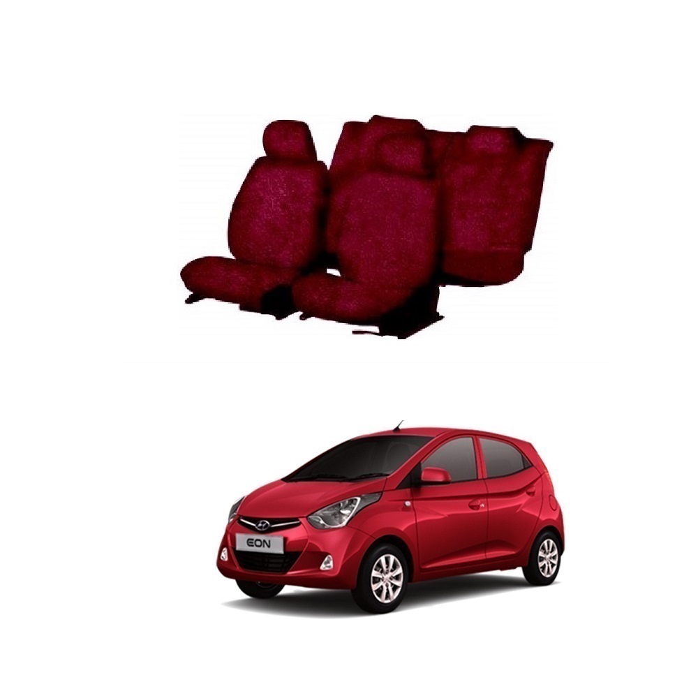Cotton Towel Car Seat Cover For Hyundai Eon (Maroon)