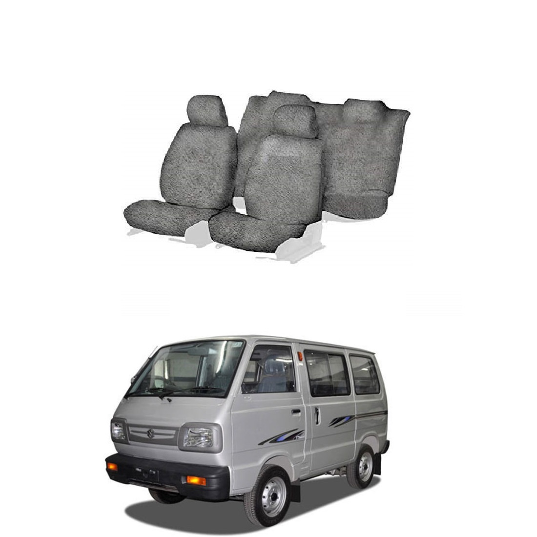 Cotton Towel Car Seat Cover For Maruti Omni (5 Seater) (Grey)
