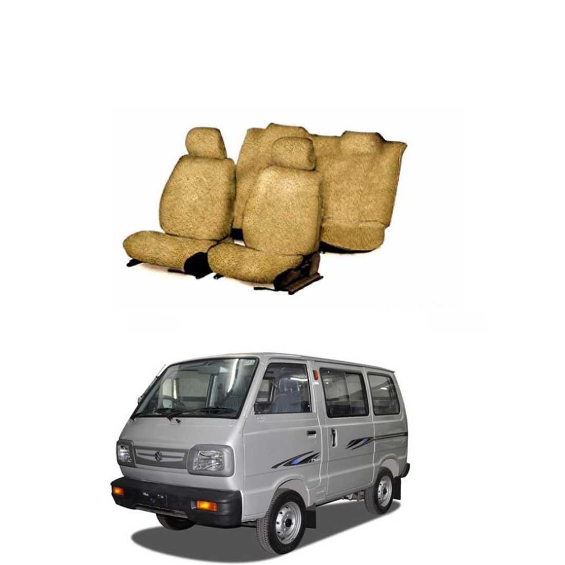 Cotton Towel Car Seat Cover For Maruti Omni (5 Seater) (Beige)